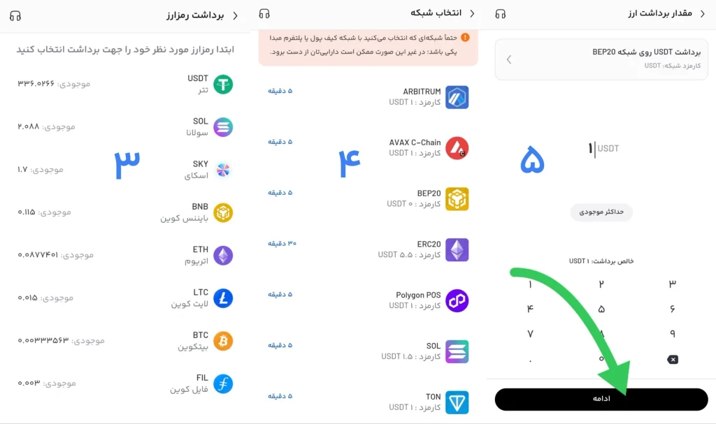 مراحل برداشت رمزارز از پول نو
