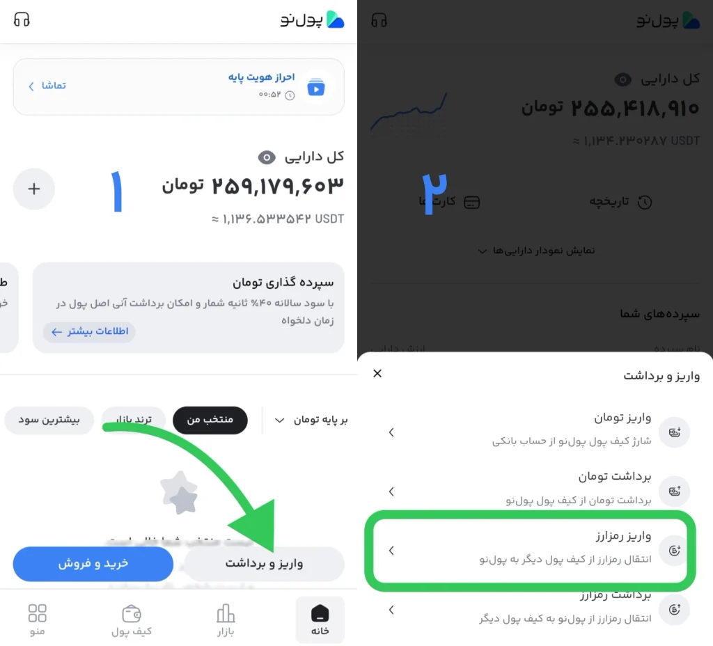 واریز رمزارز به پول نو